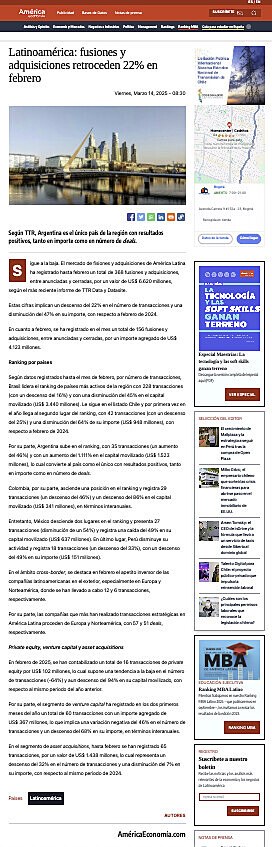 Latinoamrica: fusiones y adquisiciones retroceden 22% en febrero